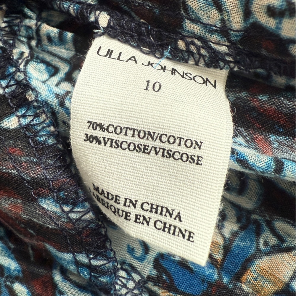 ULLA JOHNSON Denia Ruffle-Sleeve Tiered Mini Dress Sz 10 - Picture 9 of 13